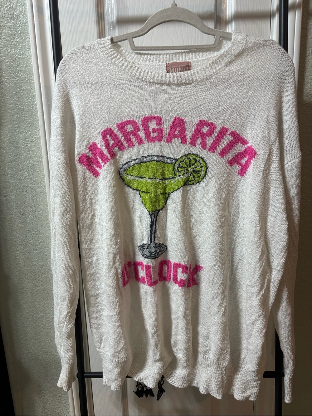 Show Me Your MuMu White Sweater with Pink Margarita Graphic